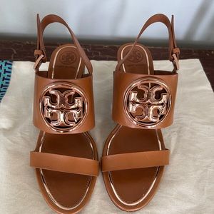 COPY - Tory Burch Miller Wedge, Metal Logo, Only worn once!!